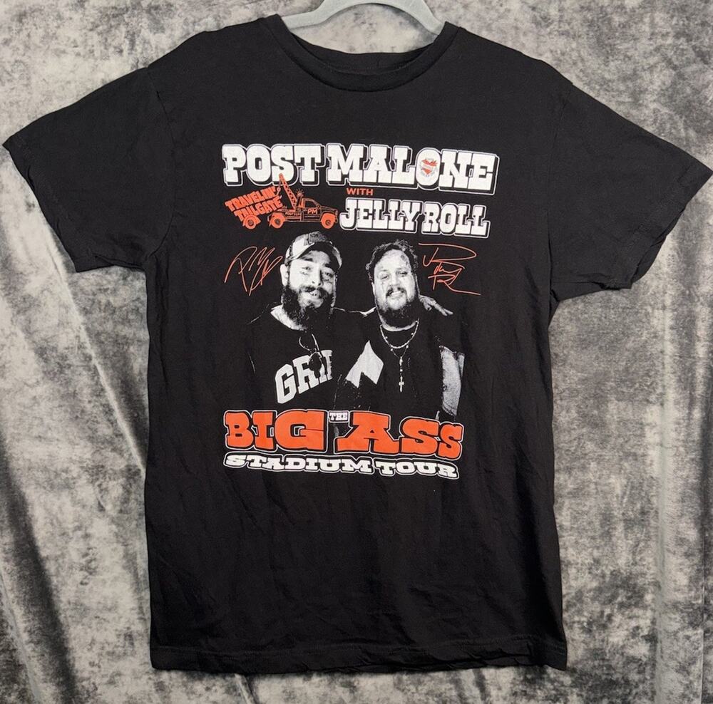 Post Malone Jelly Roll Big Ass Stadium Tour 2025 Shirt Mens M Concert Tee Black